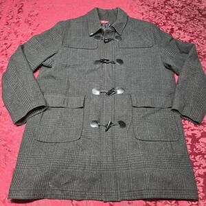 Merona Mens XXL Gray Plaid Wool Blend Duffle Coat Toggle Zip Up Winter Jacket